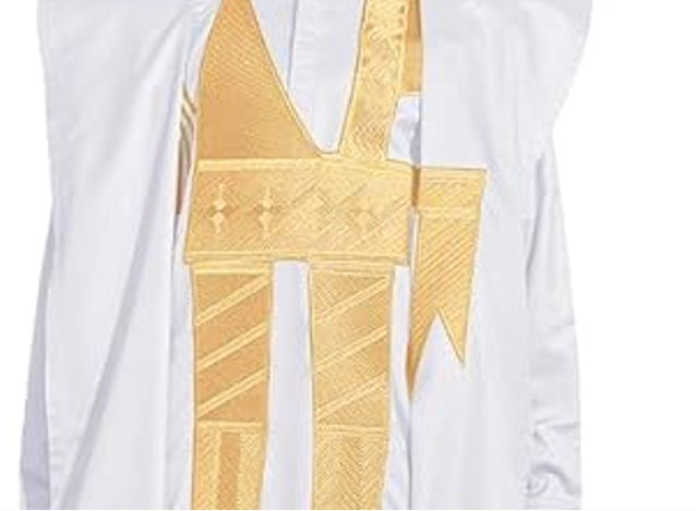 Men's White and Gold African Clothing