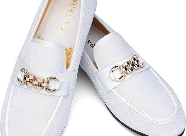 Men's White and Gold Shoe