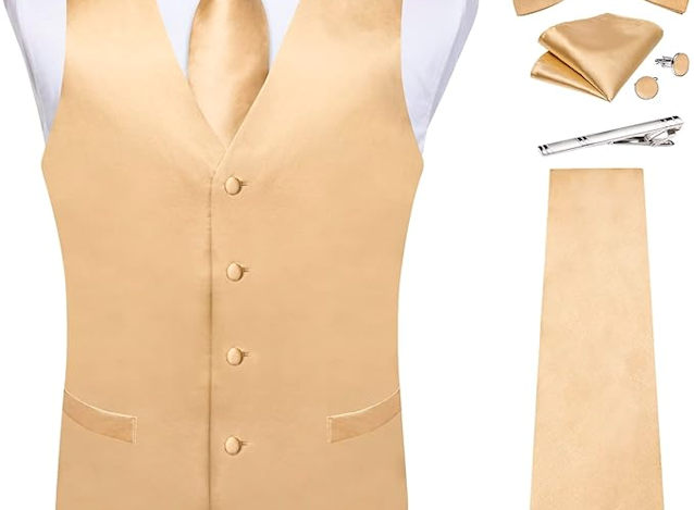 Men's White and Gold Sweater and Vest