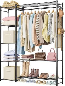 Wardrobe Closet ,Portable Clothes Rack with 4 Tiers Shelves